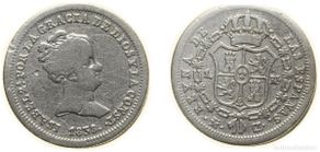 Coins of Spain: Spain Kingdom 1838 M CL 1 Real - Isabel II (1st portrait) Silver (.812) Madrid Mint 1.5g VF KM 518